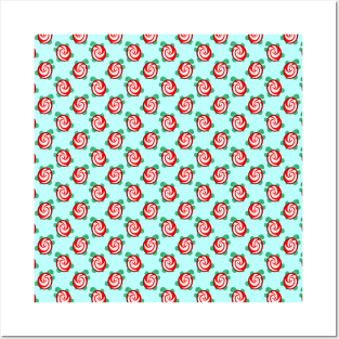 Starlight Mint Turtle Pattern Posters and Art